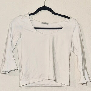 Zara White Top with Bell Quarter Sleeves